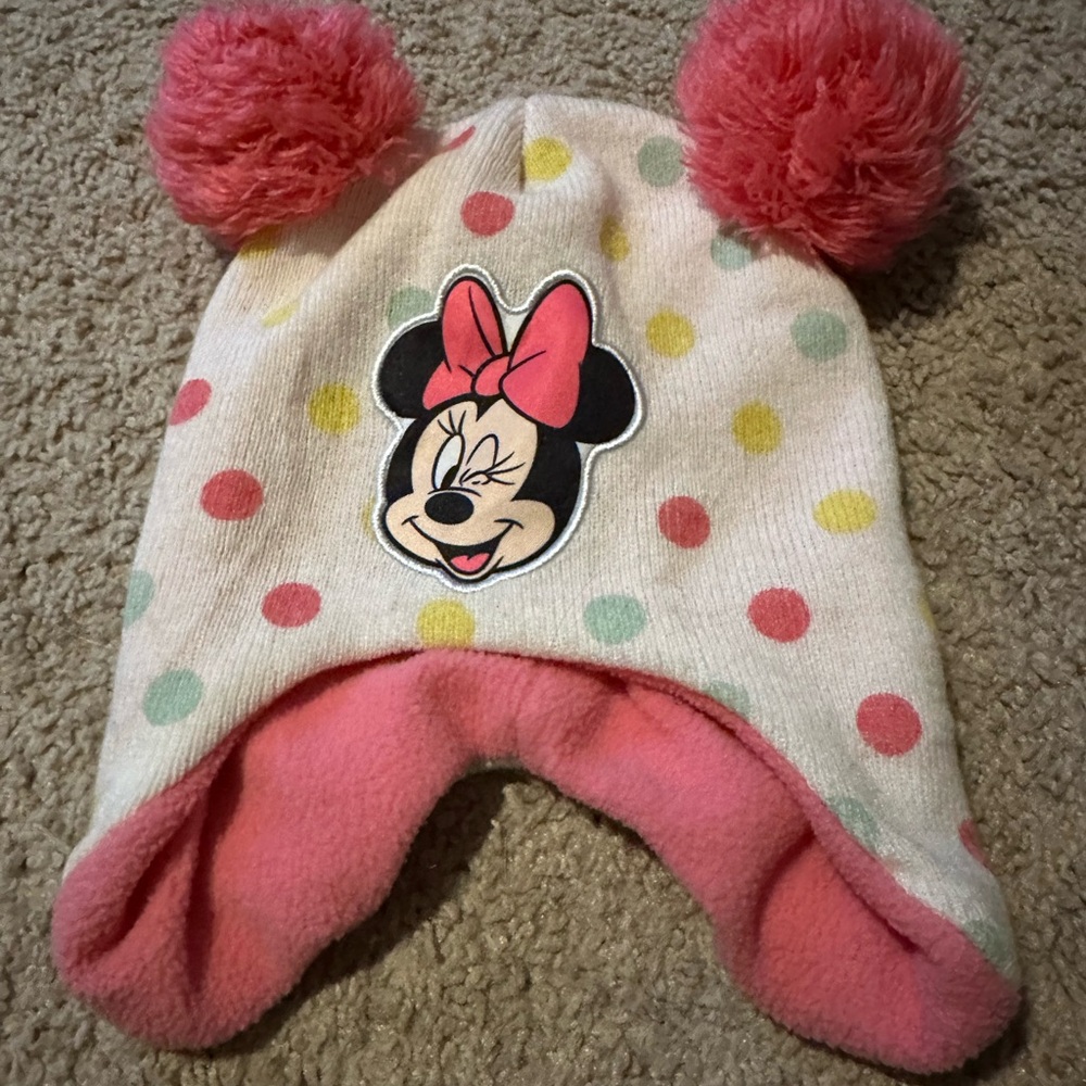 Disney Pink and White Toddler Beanie